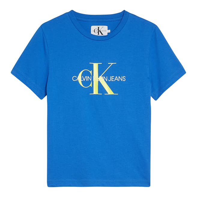 Calvin Klein Boy's Blue/Lemon Monogram Logo Tee