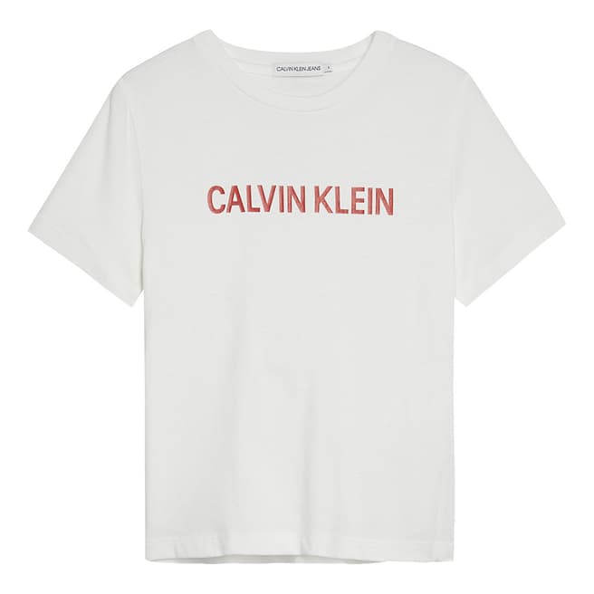 Calvin Klein Boy's White Logo Tee