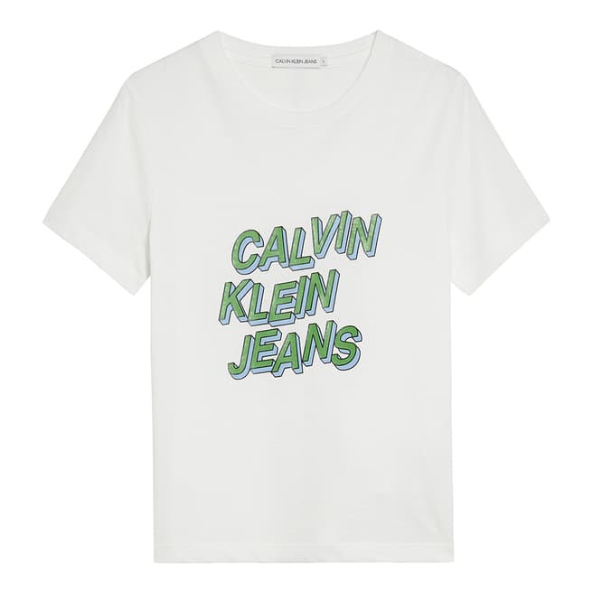 Calvin Klein Boy's White 3D Logo Tee