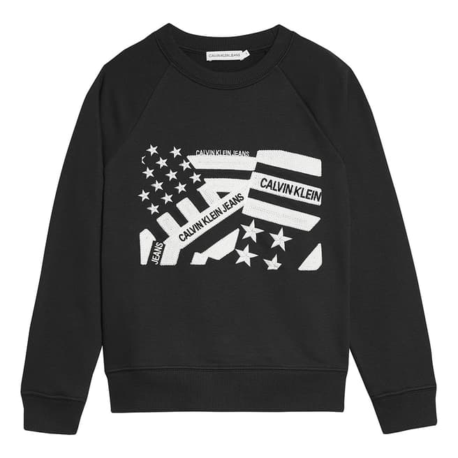 Calvin Klein Boy's Black Flag Embroidery Sweatshirt