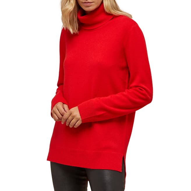 N°· Eleven Red Cashmere Roll Neck Tunic