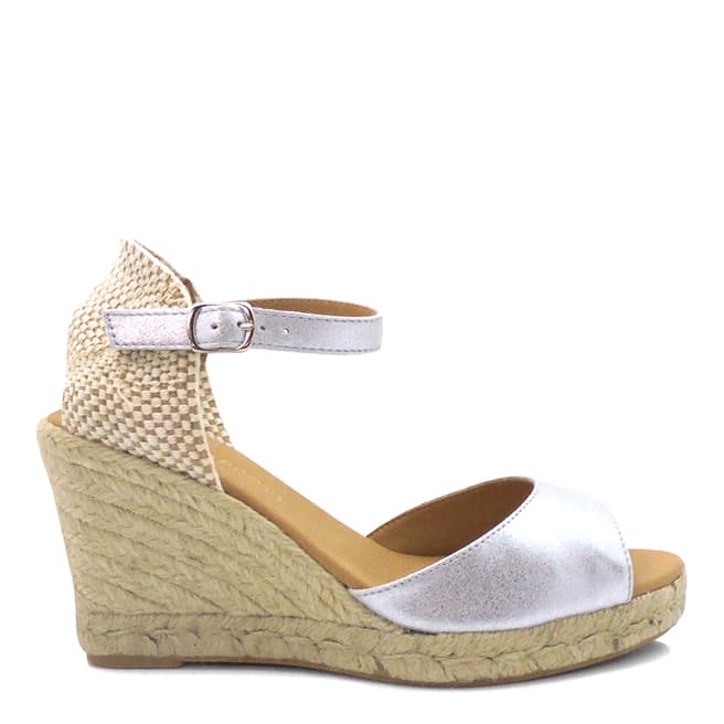 Paseart Silver Ante Wedge Espadrille Sandal