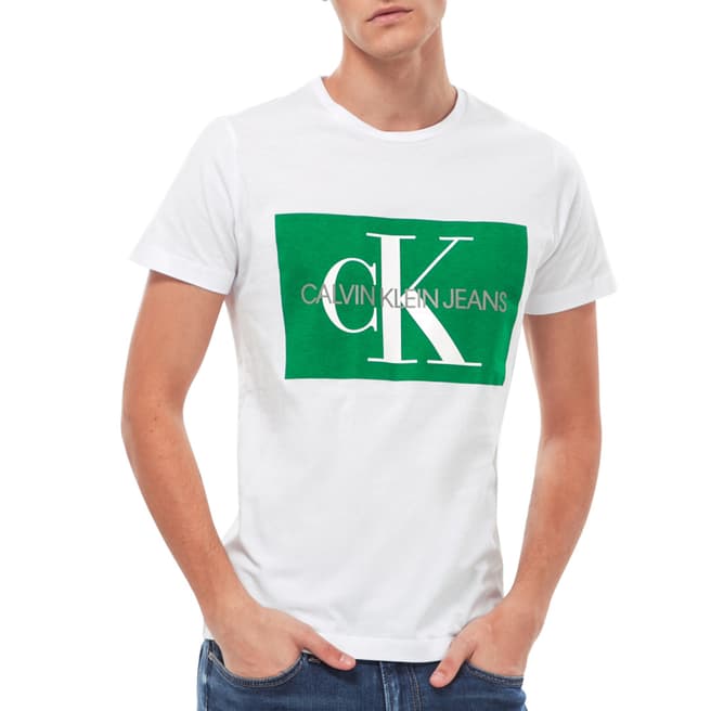 Calvin Klein White Monogram Logo Slim T-Shirt