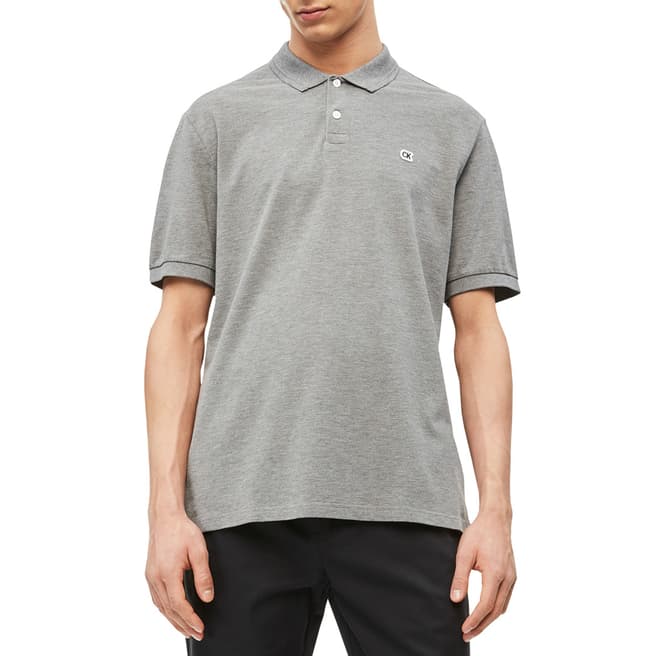 Calvin Klein Grey Badge Logo Polo Shirt