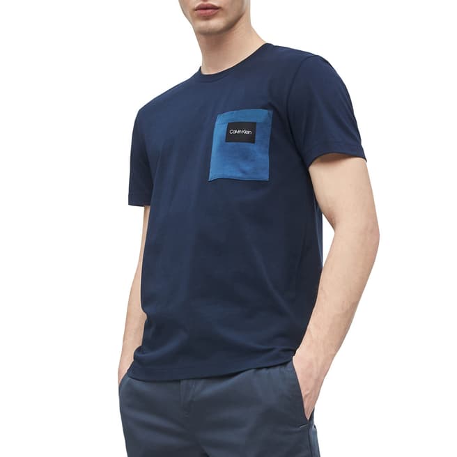 Calvin Klein Navy Contrast Pocket T-Shirt