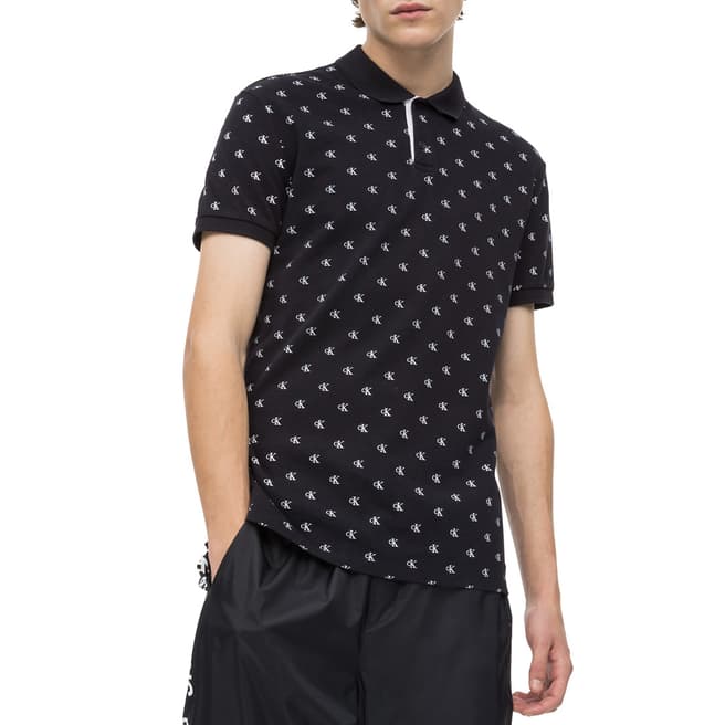 Calvin Klein Black Monogram Polo Shirt
