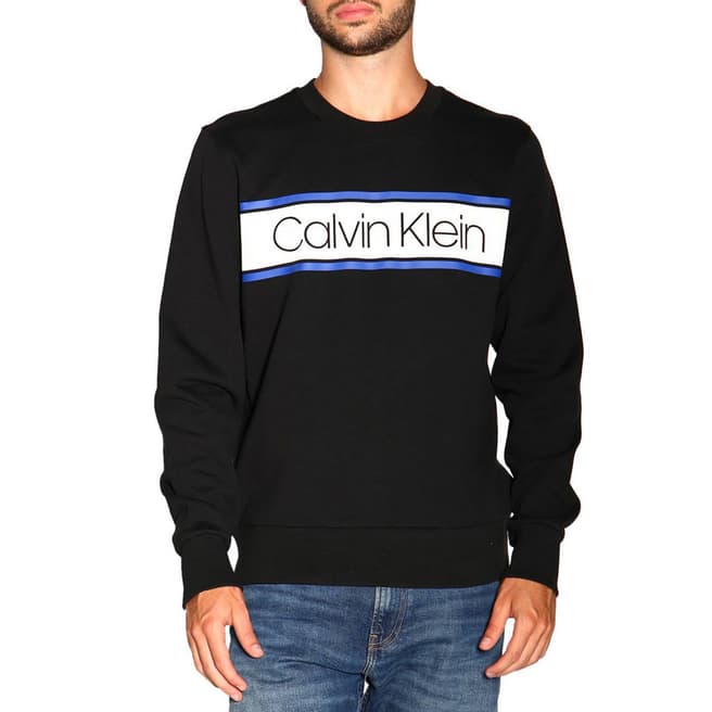 Calvin Klein Black Text Stripe Logo Sweatshirt