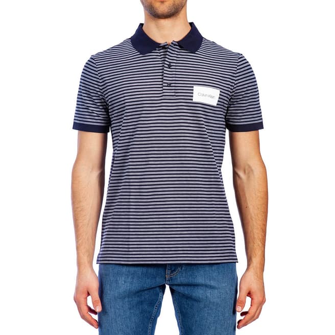 Calvin Klein Navy Stripe Pique Polo Shirt