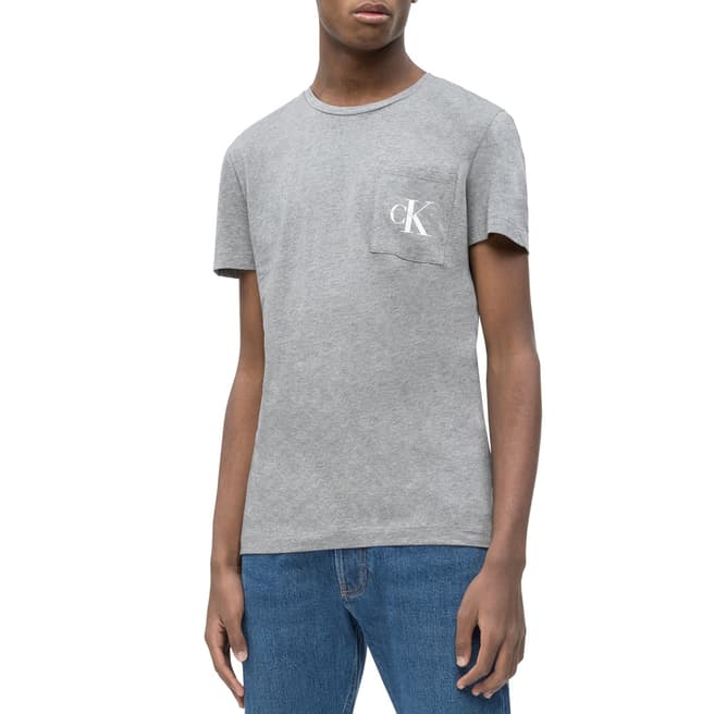 Calvin Klein Grey Monogram Pocket Slim T-Shirt
