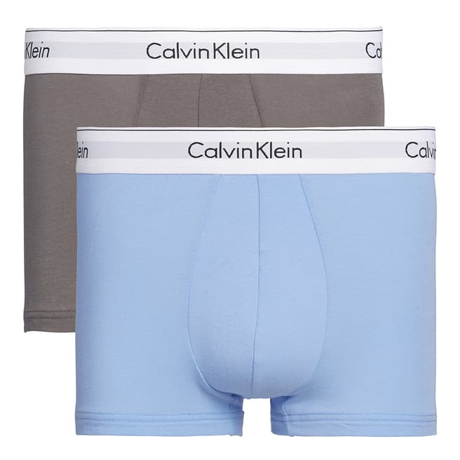 Calvin Klein Grey Sky/Sensory Blue Modern Stretch 2 Pack Trunks
