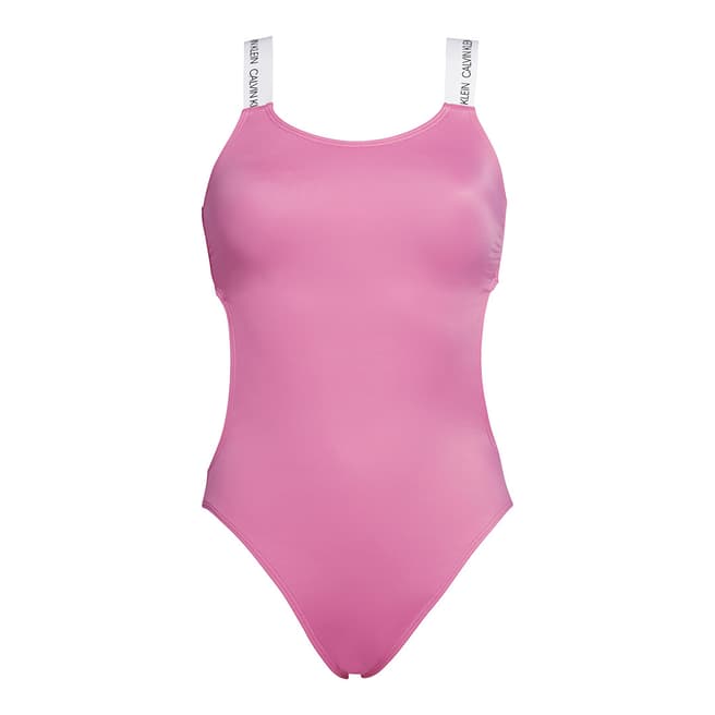 Calvin Klein Phlox Pink Ck Logo-S Cut Out Swimsuit