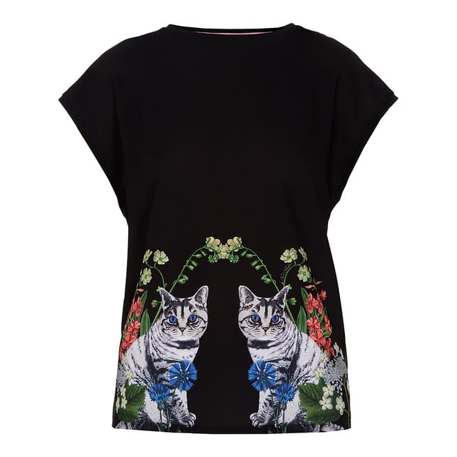 Ted Baker Black Bleue Woven Front T-Shirt