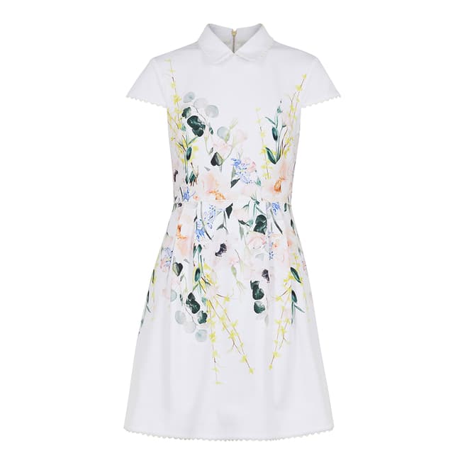 Ted Baker White Charsy Scallop Ponte Dress
