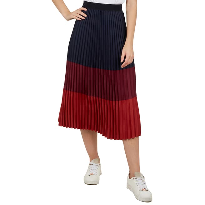 Ted Baker Navy/Red Zahava Midi Skirt