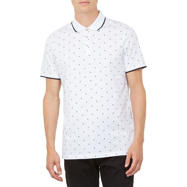 Ted Baker White Dotie Printed Polo Top