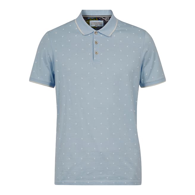 Ted Baker Light Blue Dottie Printed Polo Top