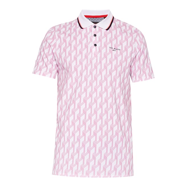 Ted Baker Pink Antipar Printed Golf Polo Top