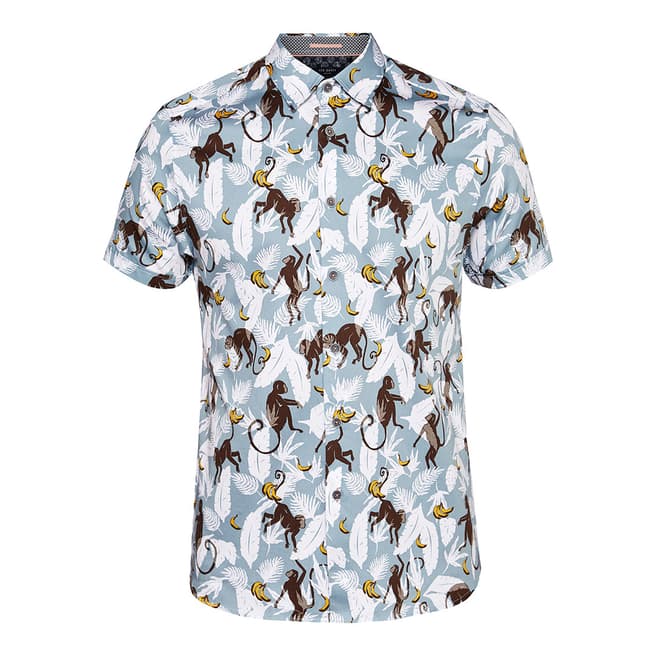 Ted Baker Blue Glovers Monkey Printed Shirt