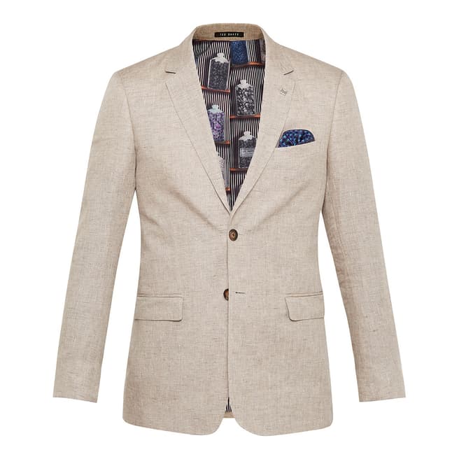 Ted Baker Taupe Reaneyj Debonair Linen Suit Jacket