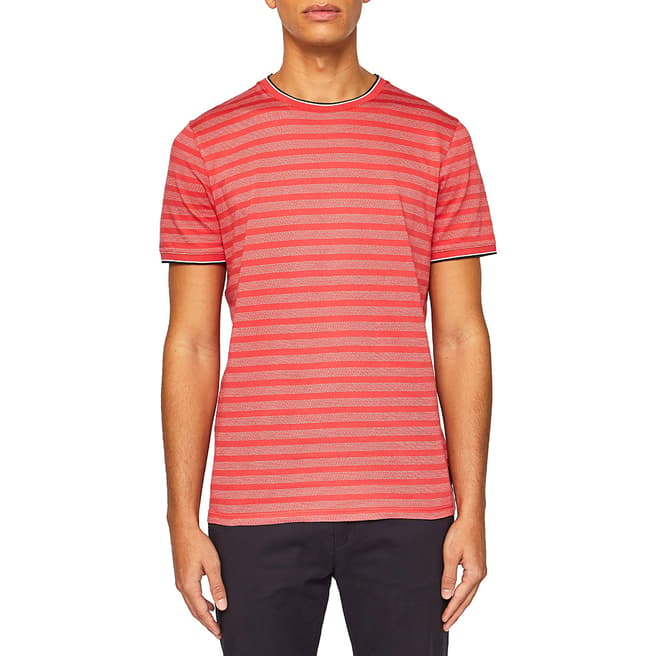 Ted Baker Coral Bullway Birdseye Stripe T-Shirt