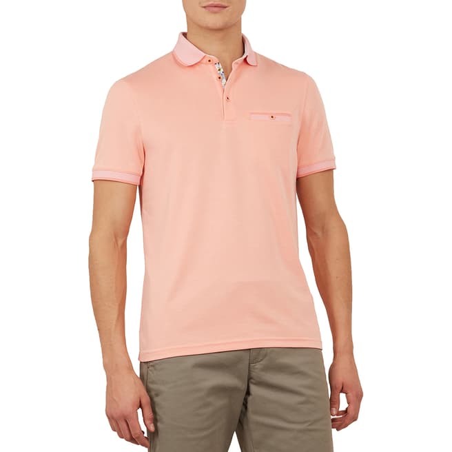 Ted Baker Coral frog Flat Knit Polynosic Polo Shirt