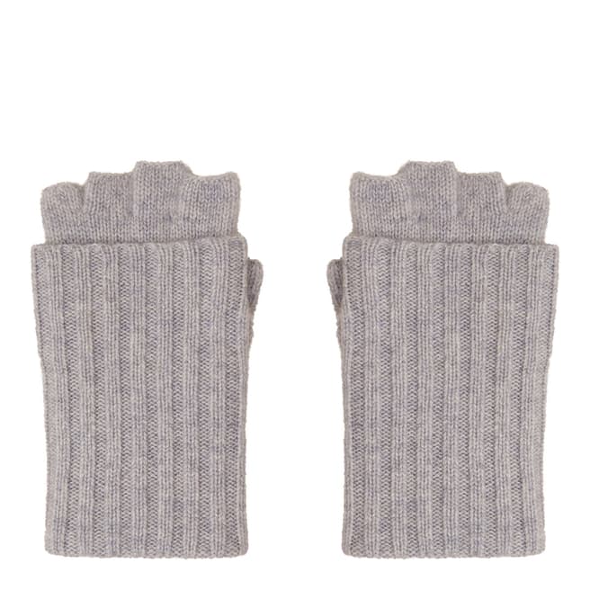 N°· Eleven Grey Cashmere Ribbed Fingerless Gloves