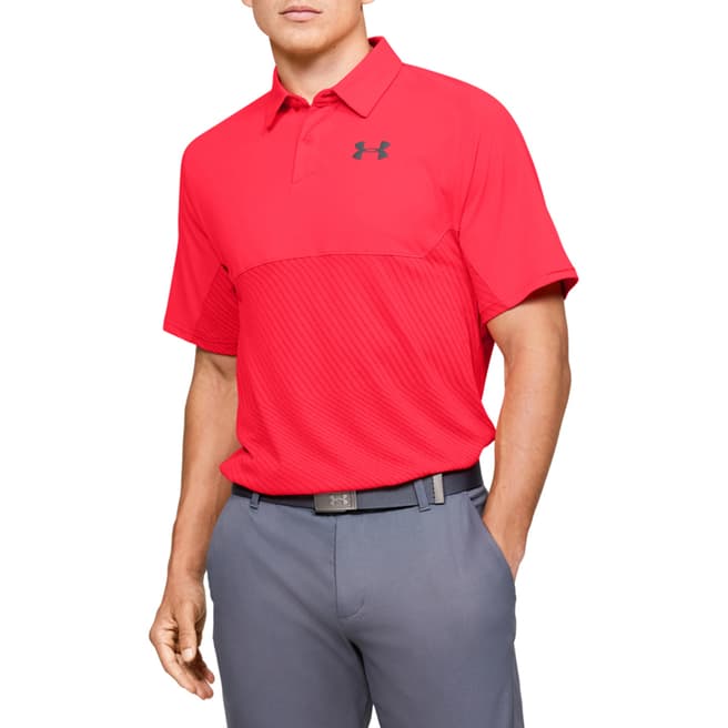 Under Armour Red Tour Tips Blocked Polo