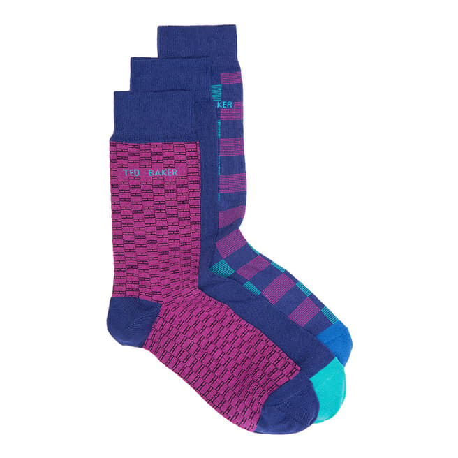 Ted Baker Multi Ental 3 Pack Design Colour Socks