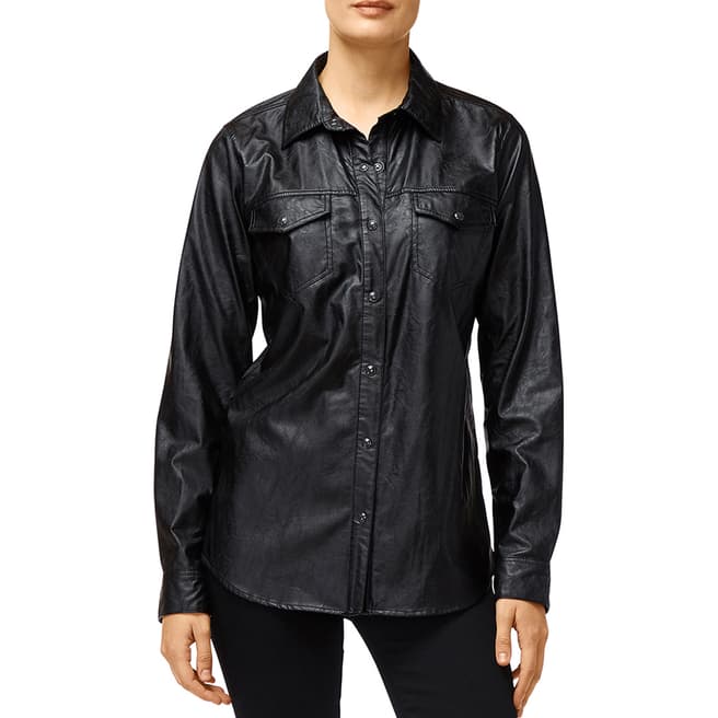 J Brand Black Faux Leather Shirt