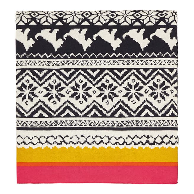Joules Heritage Peony 140x200cm Knitted Throw, Gold