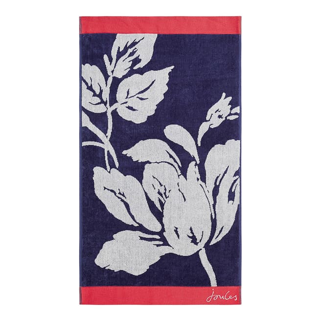 Joules Dawn Shadow Floral Bath Towel, Raspberry