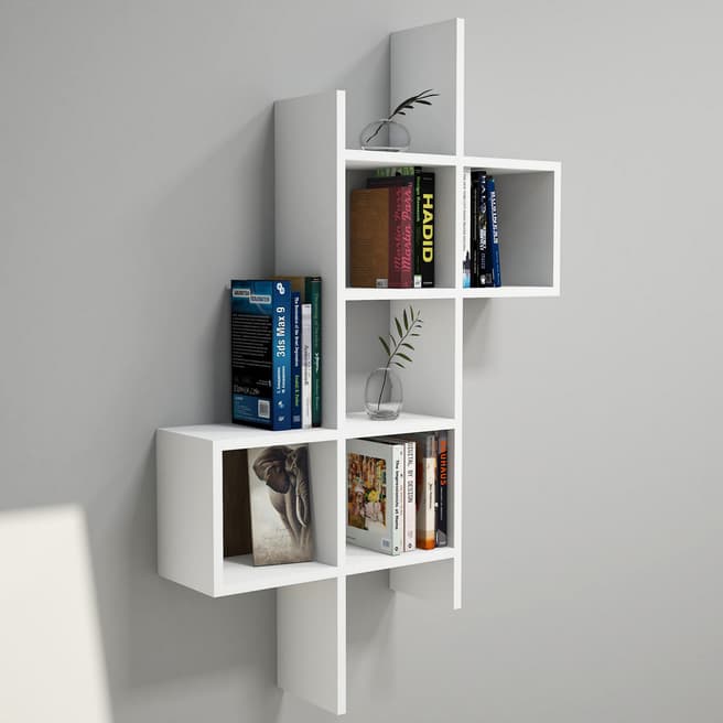 Vivense Keno Wall Mounted Bookcase, White