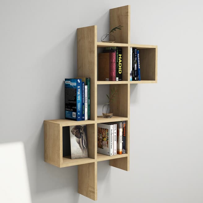 Vivense Keno Wall Mounted Bookcase, Oak