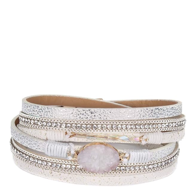 Chloe Collection by Liv Oliver 18K Gold Plated White Multi Wrap Bracelet