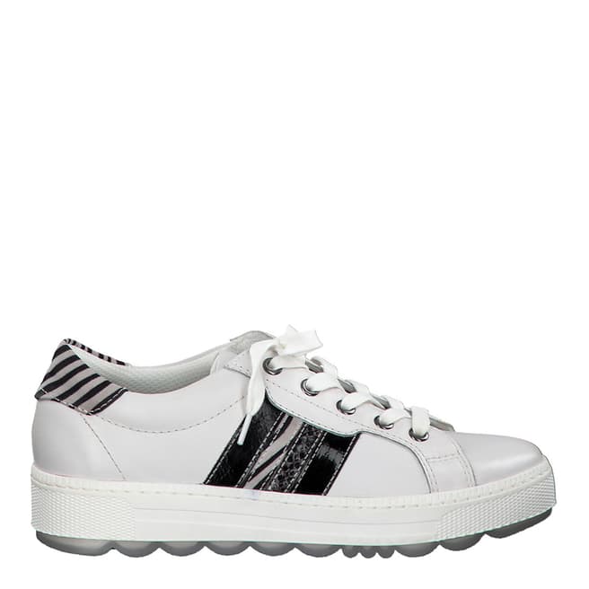 Jana White Zebra Leather Flat Runner Sneakers