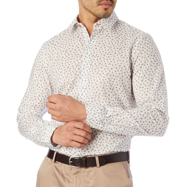 PAUL SMITH White Floral Tailored Shirt
