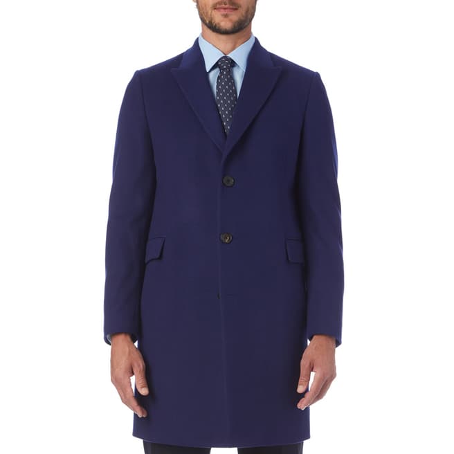 PAUL SMITH Blue Single Breasted Wool Coat