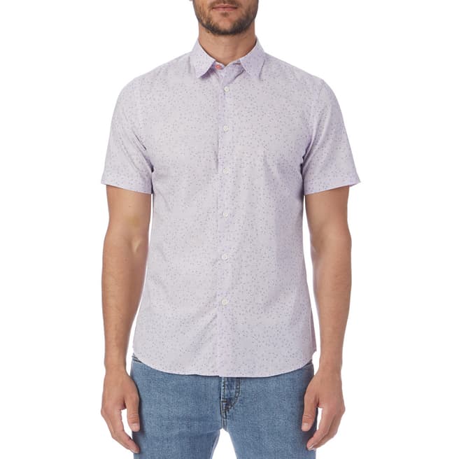 PAUL SMITH Lilac Print Tailored Short Sleeve Shirt