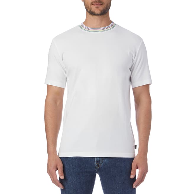 PAUL SMITH White Stripe Collar Regular T-Shirt