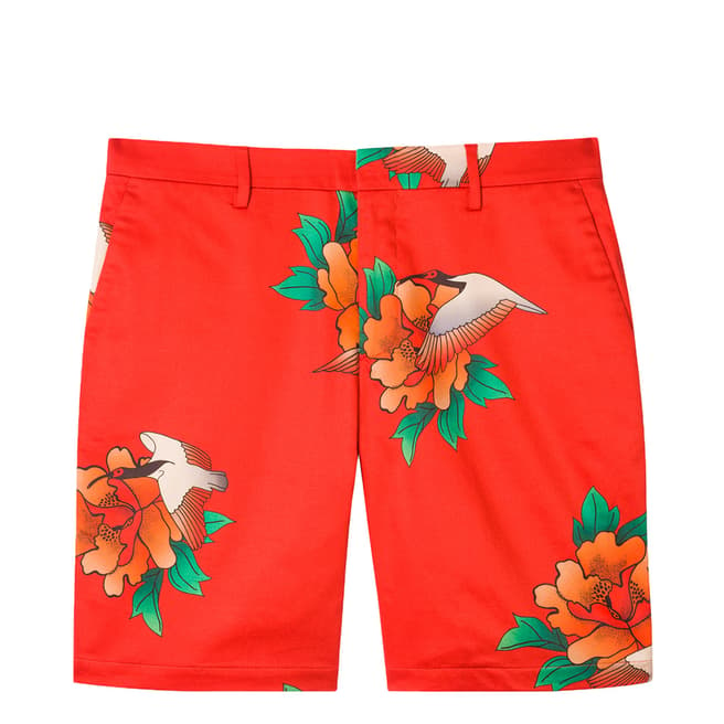PAUL SMITH Red Floral Print Shorts