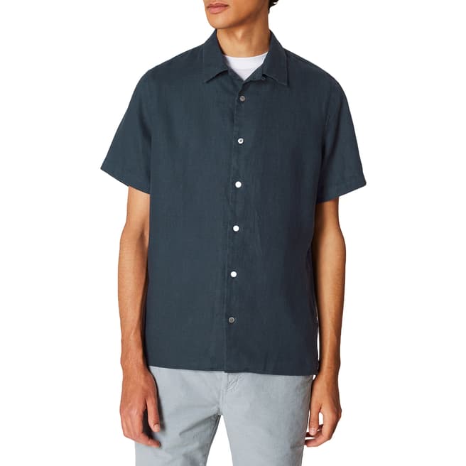 PAUL SMITH Navy Casual Linen Short Sleeve Shirt