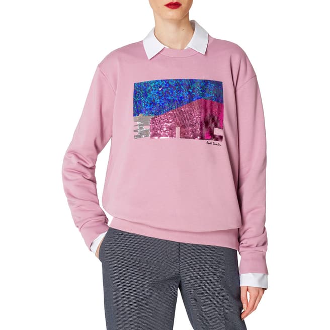 PAUL SMITH Pink Sequin Cotton Sweatshirt