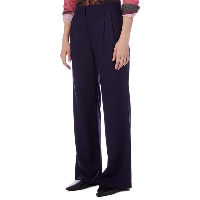 PAUL SMITH Navy Wide Wool Trousers