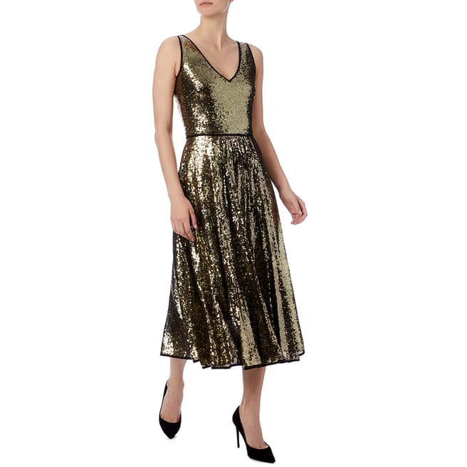 PAUL SMITH Gold Sequin Midi Dress