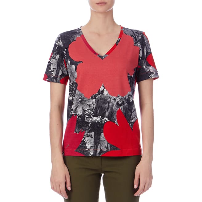 PAUL SMITH Red/Multi Rainforest V Neck T-Shirt