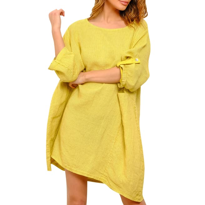 100% Linen Yellow Oversized Linen Dress