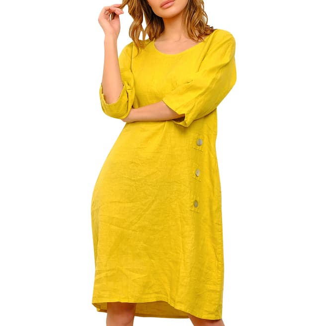 100% Linen Yellow Linen Summer Dress
