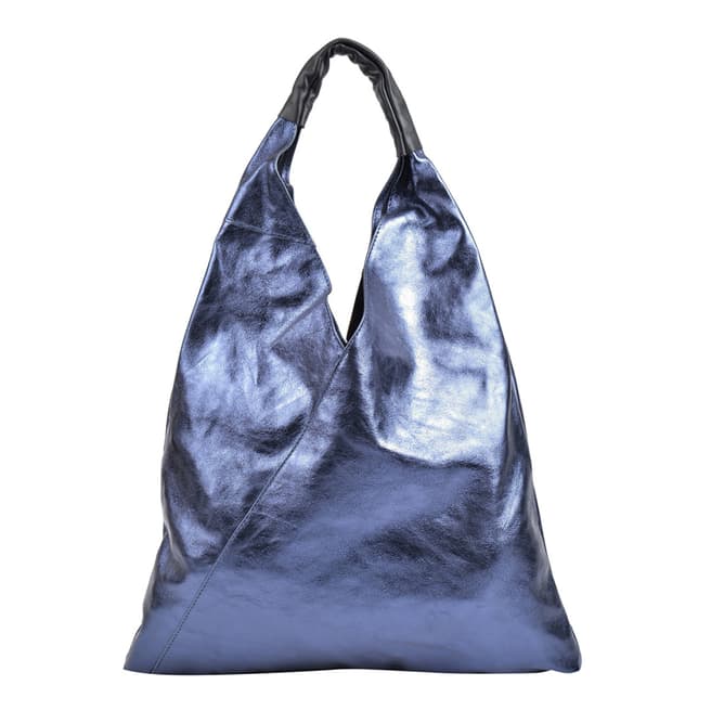 Isabella Rhea Blue Metallic Leather Shoulder Bag