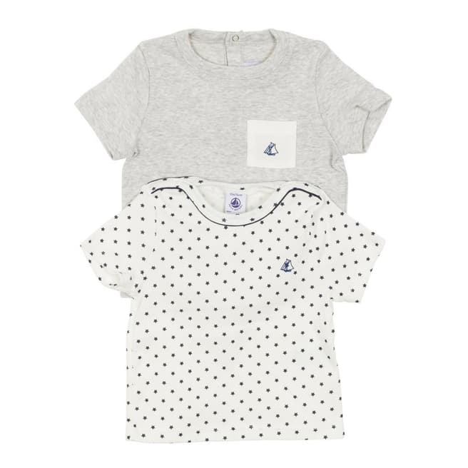 Petit Bateau Baby Boy's White/Grey T Shirt Set