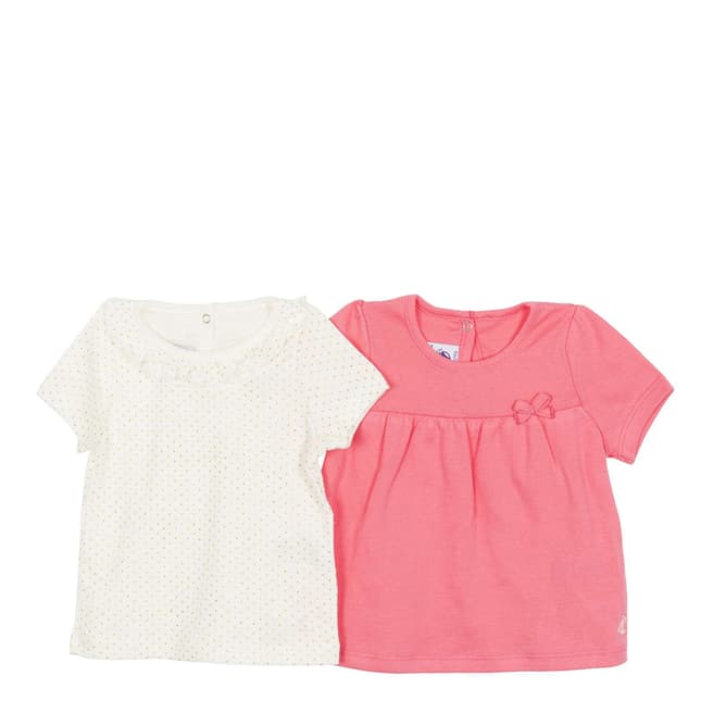 Petit Bateau Baby Girl's Pink/White T Shirt Set